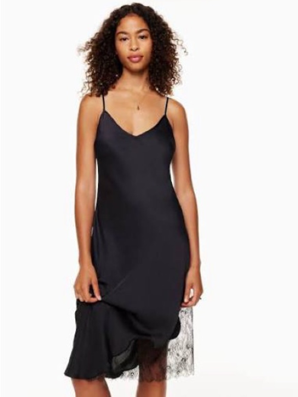 Aritzia Sonnet Satin Slip Dress with lace details. 2XS.